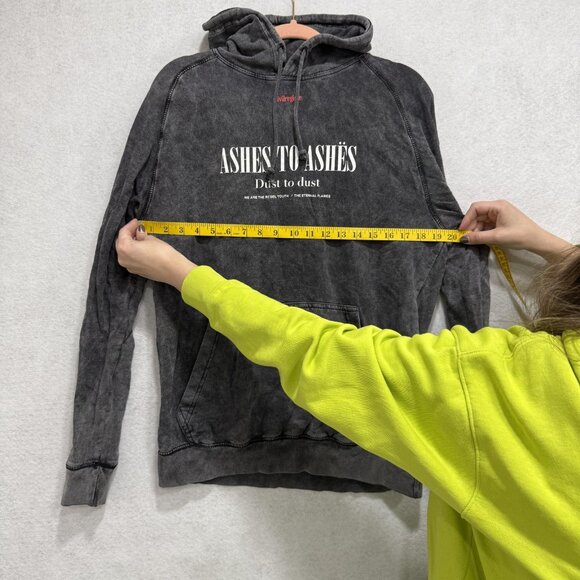 Civil Regime Hoodie Mens Medium Washed Black Ashes To Ashes Graphic Pullover - Picture 5 of 7